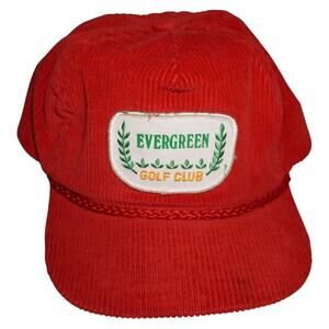 Vintage Evergreen Golf Club Corduroy Hat Red Rope Trucker Cap Made in USA